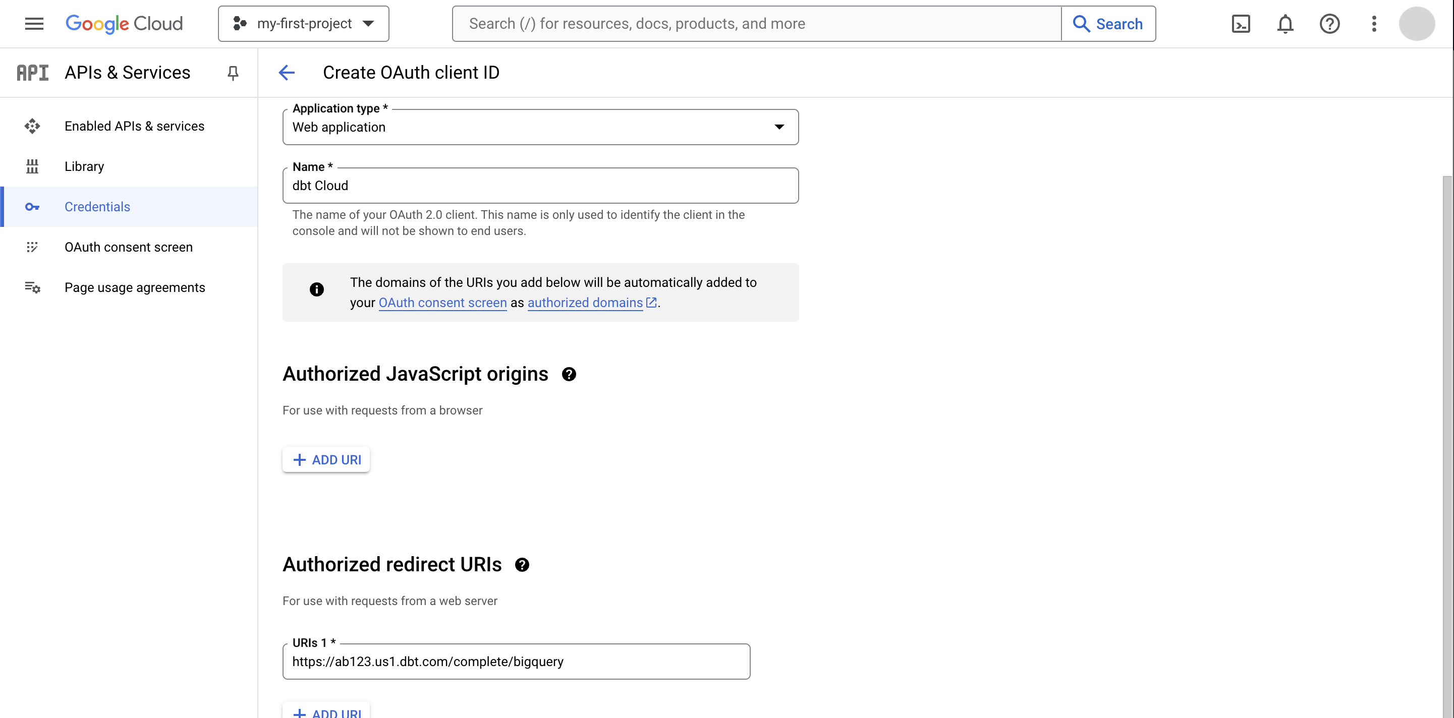 Create an OAuth app in BigQuery Create an OAuth app in BigQuery